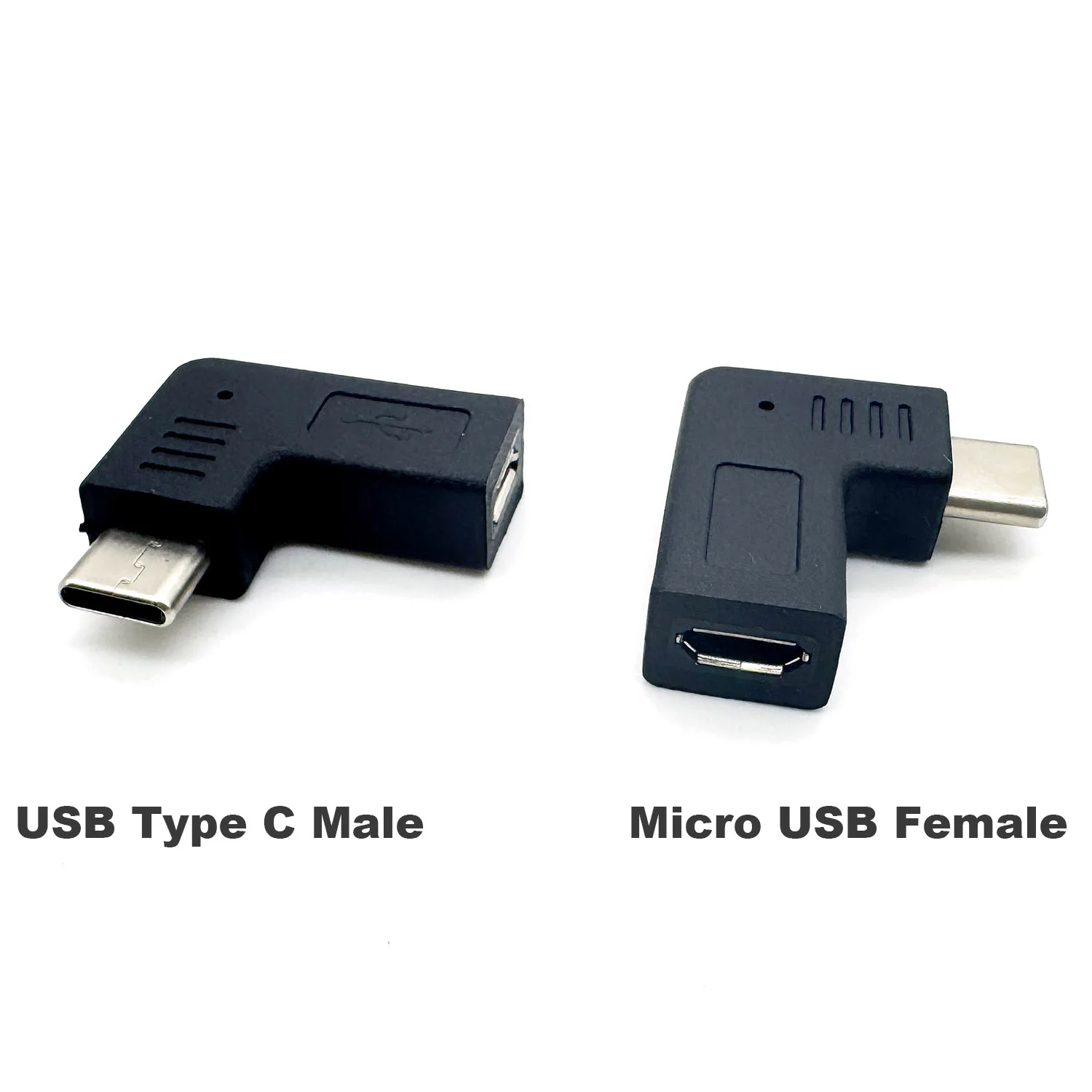 2pcs Angle USB Type C Male to Micro USB 5 Pin Female Data Sync Charger Charging Converter Adapter for Phone Computer Tablet