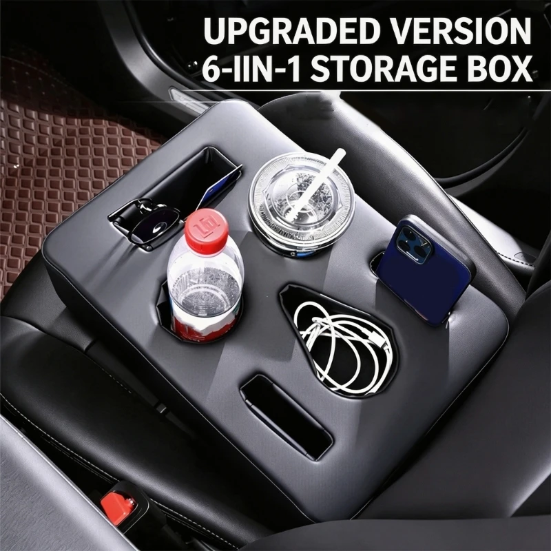 Premium Leather Vehicle Rear Center Storage Including Extendable Tray And strong 10kg Capacity For Daily Use H9EE