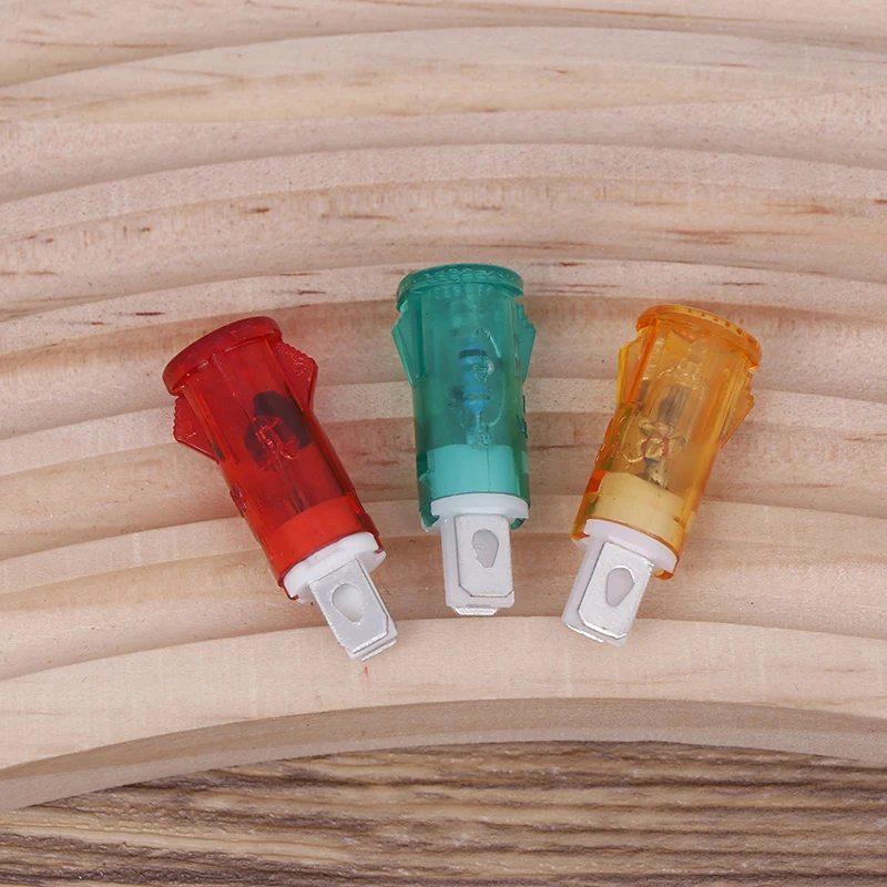 10 ชิ้นสัญญาณโคมไฟแผงติดตั้งตัวบ่งชี้นีออนสีแดงสีเขียวสีเหลืองไฟ 220 โวลต์ 10 มิลลิเมตร MDX-11A Guiding