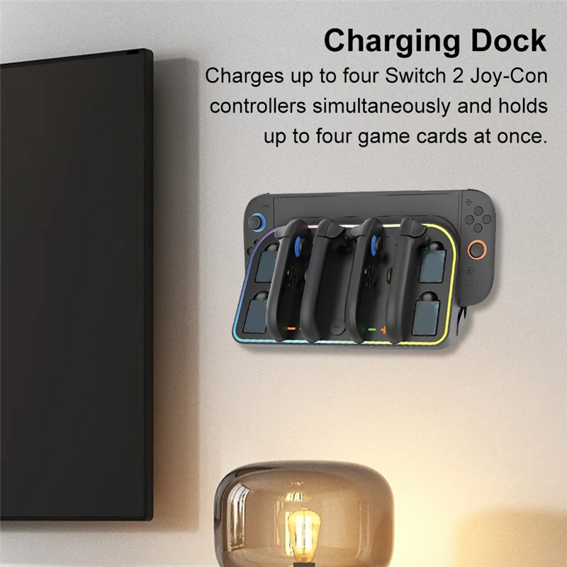 

Wall Mount Charger Dock For Switch 2 For Joycon Controller Charging Station With 4Game Card Slots Up To 4 Controllers-B12B