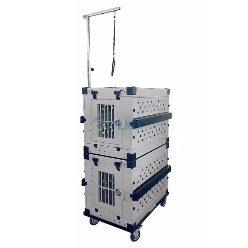 Portable Folding Stackable Aluminum Dog Show Cage Collapsible Dog Crate With Trolley and Grooming Arm