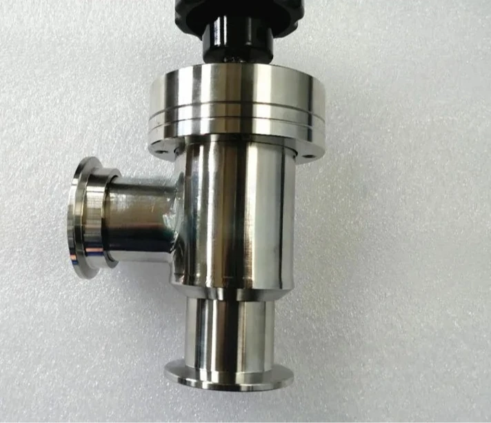 Ultra high vacuum CF/KF manual baffle valve, variable diameter right angle manual valve KF/CF16/25/35/40/50