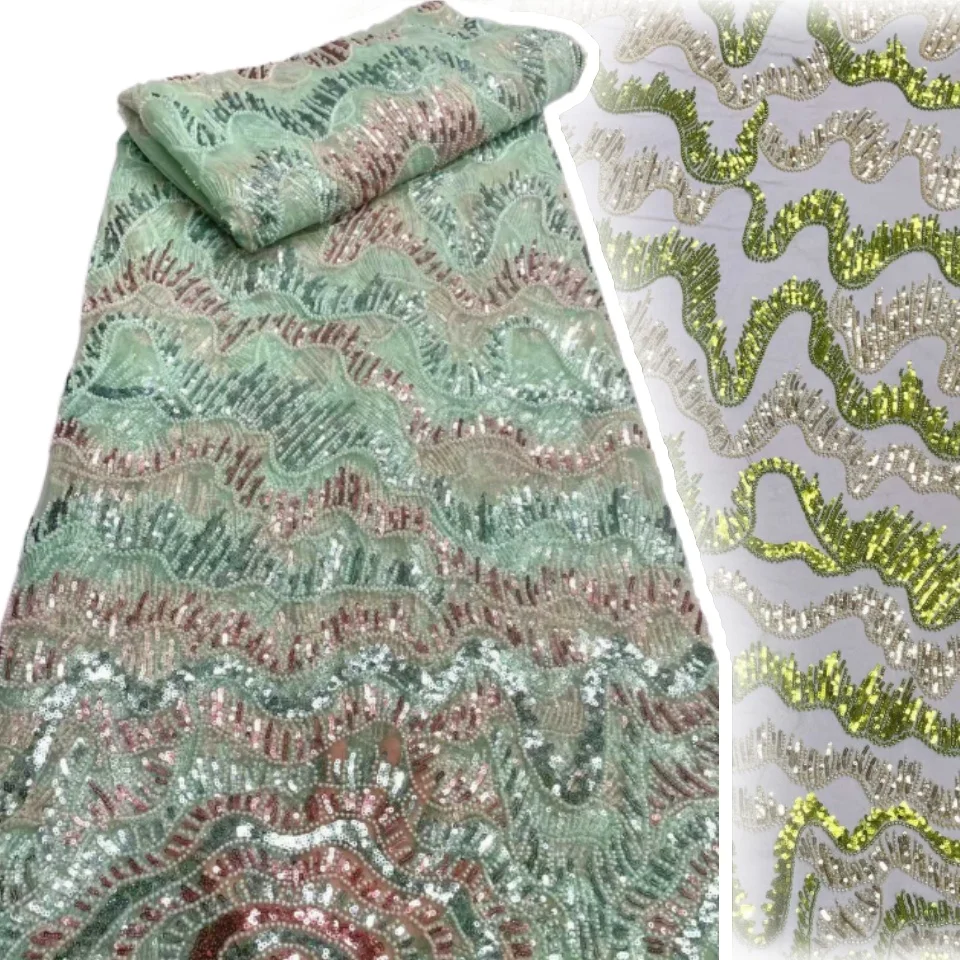 

Черно-красная кружевная ткань с бусинами, вышитая Африканская кружевная ткань Дубая 2025 с последовательностью африканского тюлевого кружева для шитья AH1365