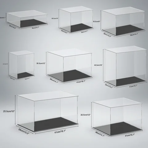 Showcase Small Plastic Acrylic Display Case Plastic Box Cube Storage Box Clear Small Assemble Dustproof Showcase for Collectibles Items,Dolls,Car Model