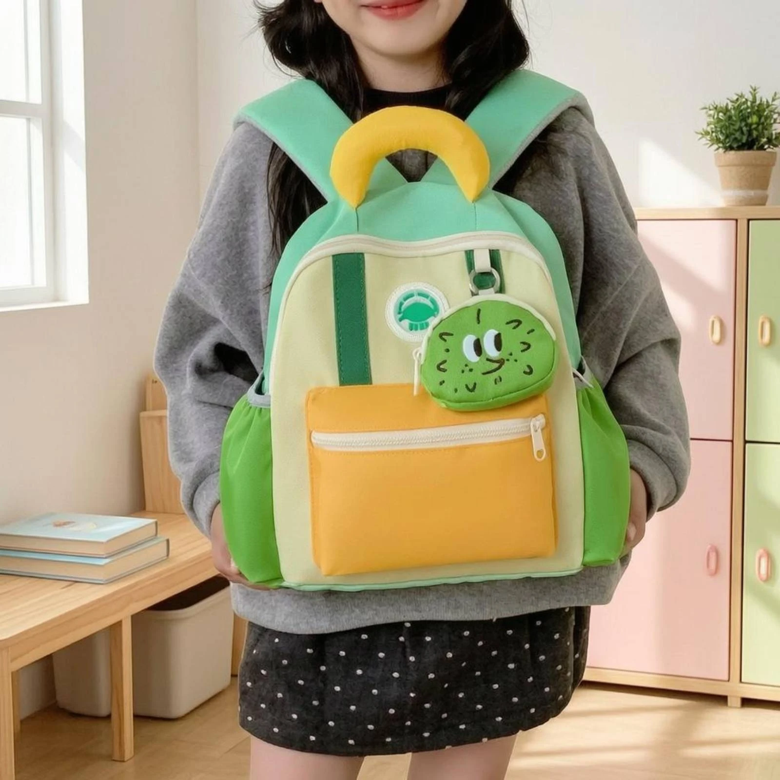 children's-backpack-front-zip-pocket-cartoon-backpack-kawaii-book-bag-side-pockets-student-daypack-colorful-for-school-outings