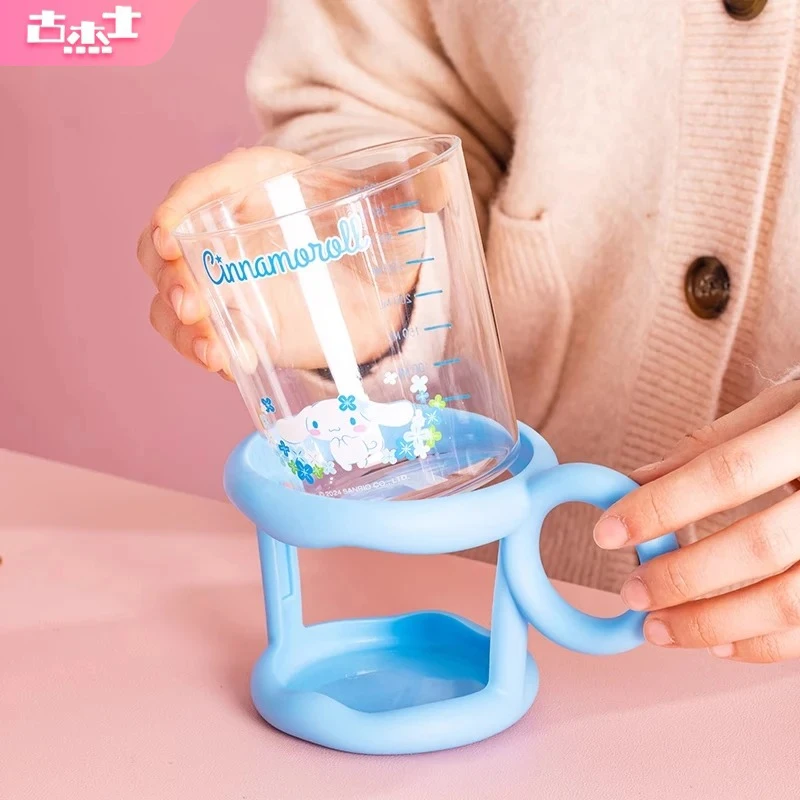 Für Sanrio Glasbecher Hello Kitty 400 ml Tassen mit hitzebeständigem Griff und Maßstab Home Breakfast Juice Milchbecher Kuromi Wasserbecher