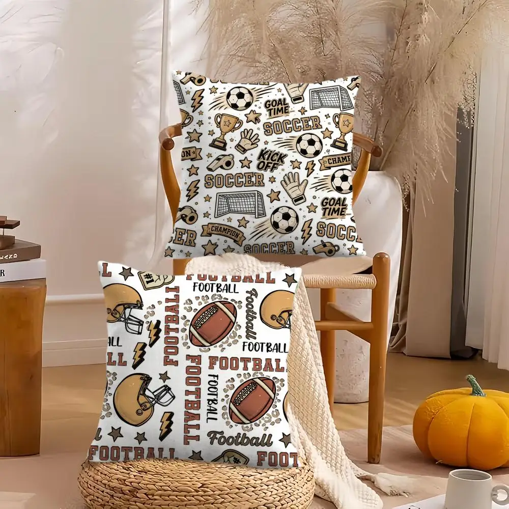 Vintage Sport Vibe Cushion Cover Soft Plush Throw Pillow Cover Double-Sided Decorative Cushion Case Sofa Bedroom Home Decor
