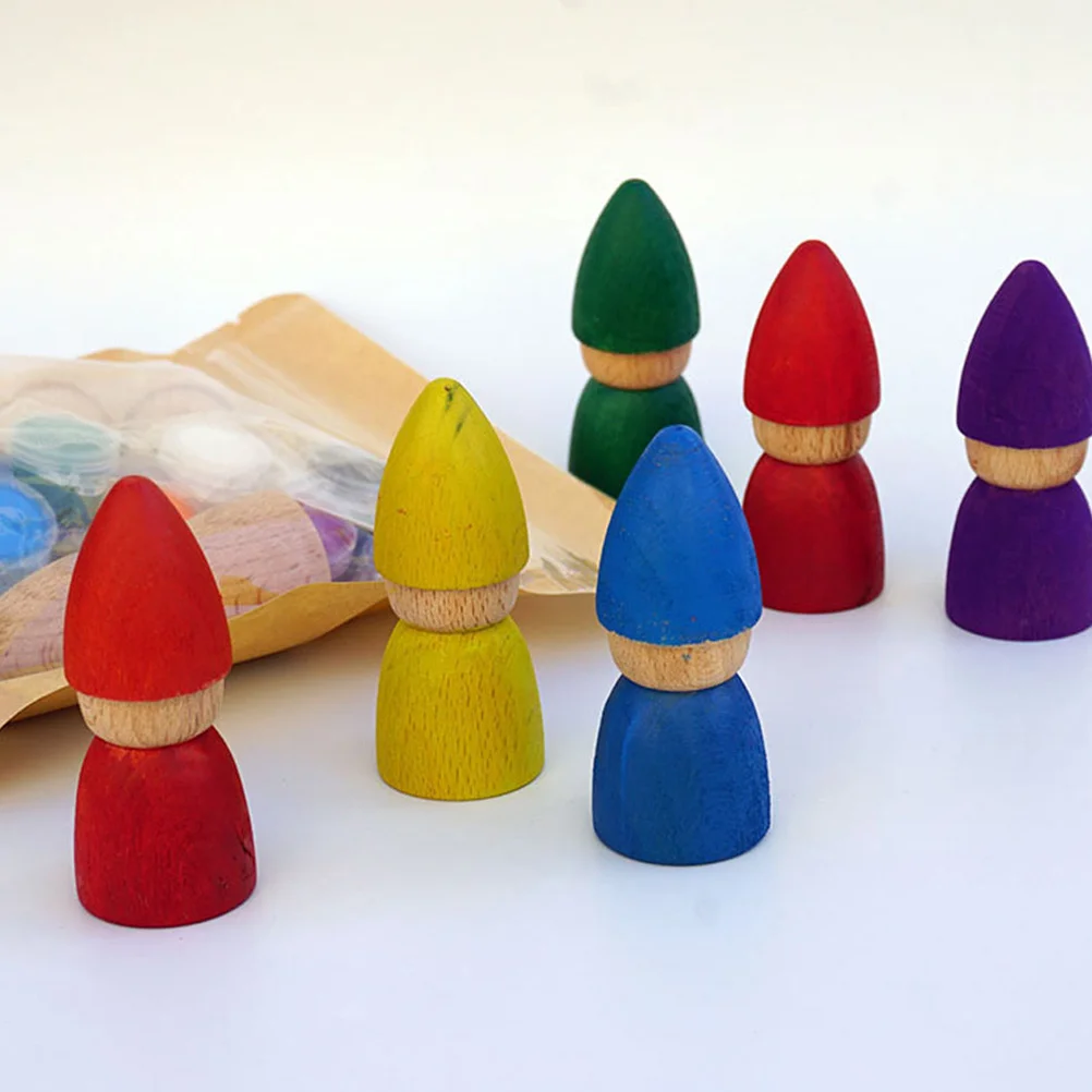 8Pcs Smooth Surface Unpainted Wooden Peg People DIY Handmade Decorative Adornments Unfinished Wooden DIY Graffiti