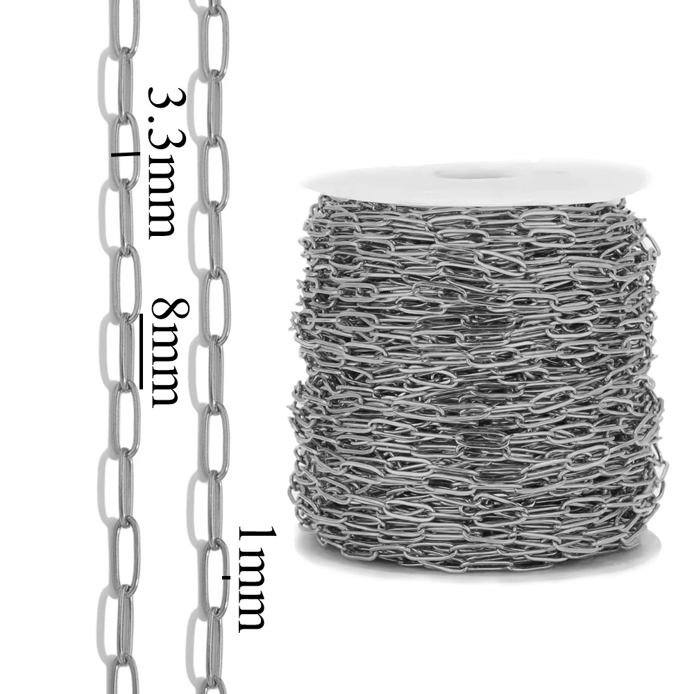 1 Meter Edelstahl Oval Link Kabel Ketten DIY Schmuck Machen Halskette Erkenntnisse Handwerk Armband Fußkettchen Körper Kette Großhandel