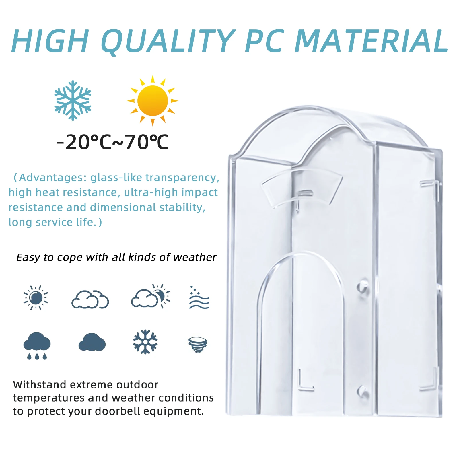 Cubierta impermeable de PC para timbre inalámbrico, caja transparente a prueba de lluvia, a prueba de salpicaduras (timbre no incluido)