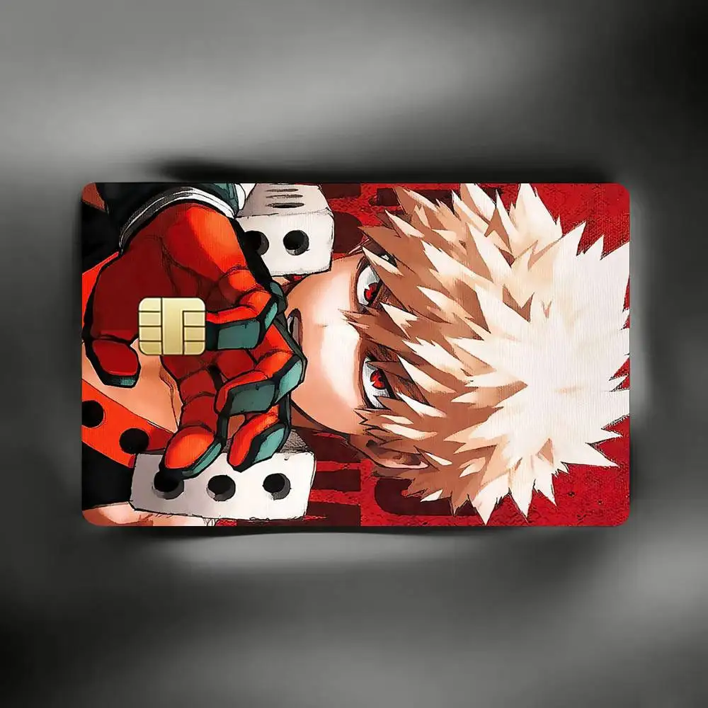 Katsuki Bakugo Japanese Anime Credit Card Skin Stickers For VISA Bank Bus Metro Access Card Protective Film Cover Sticker