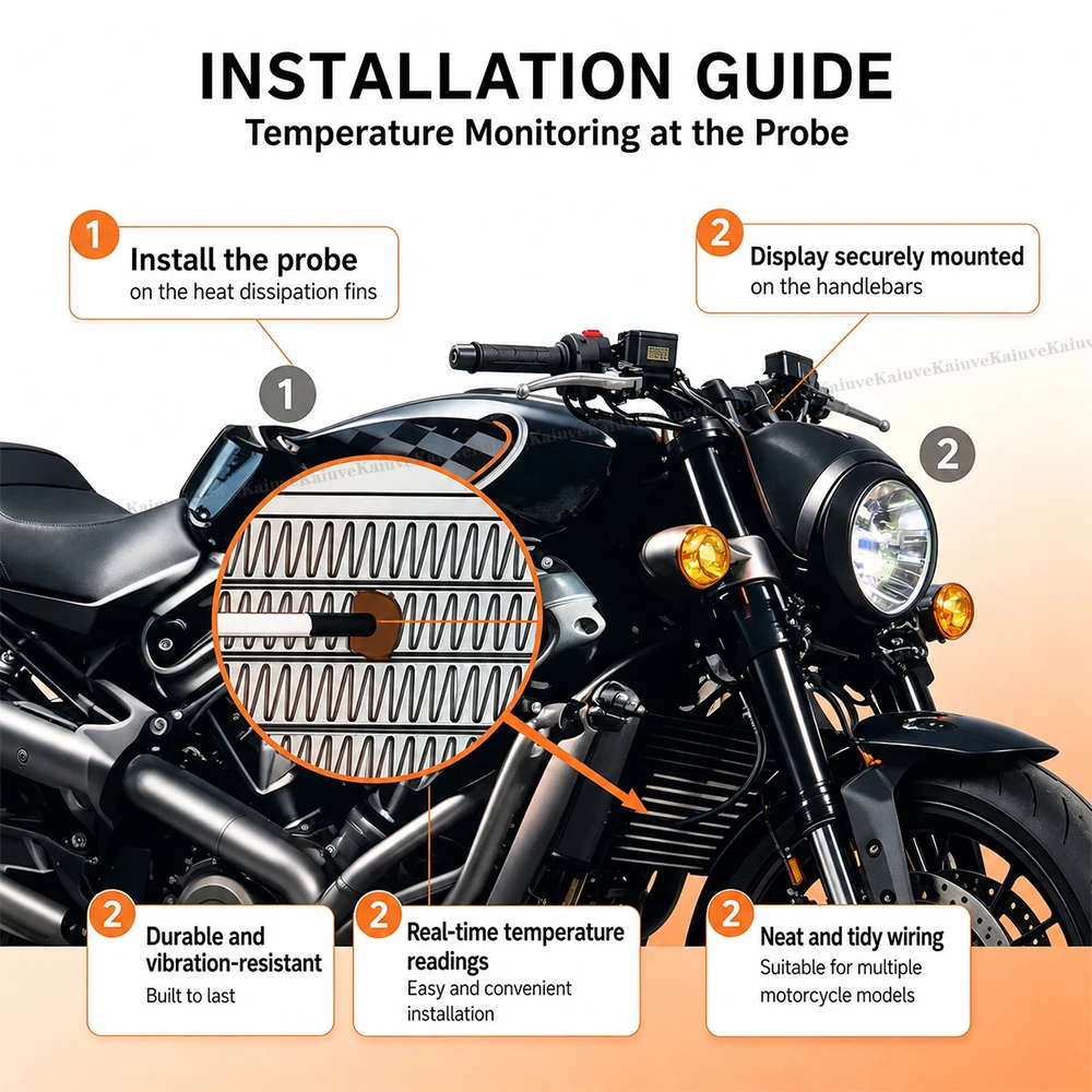 Motorrad-Finnen-Temperatursensor Mini-Messgerät für XMAX250 300 NMAX CB 400 CB500X Sensor Thermometer Messgeräte – Detail 4