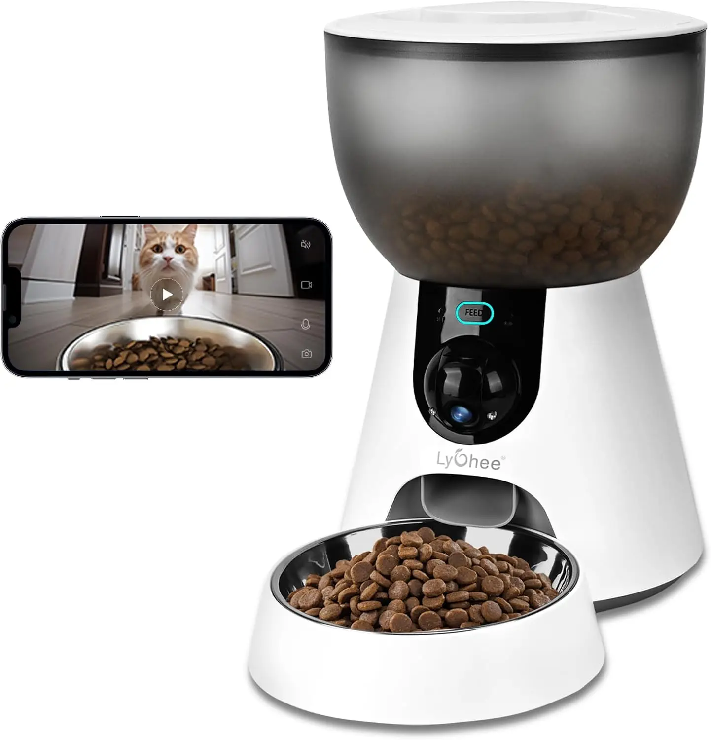 

Cat Feeder with Camera, 5G WiFi, 1304P HD Night Vision, 2-Way Audio, App Control, 4L Automatic Dispenser for Cats & Small Dogs