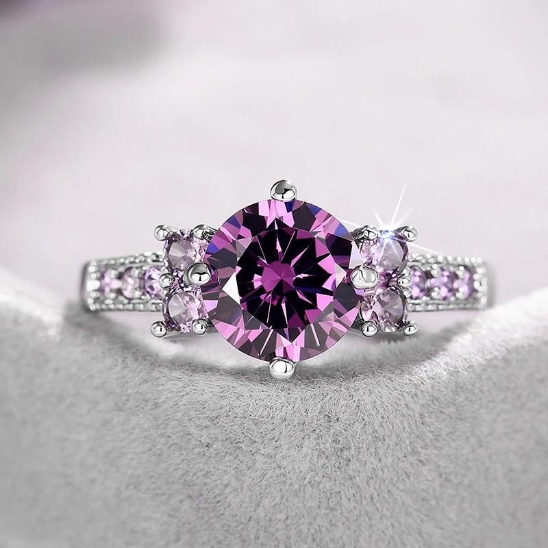 

Ailodo Elegant Cubic Zirconia Rings For Women Girls Minimalist Engagement Wedding Rings Copper CZ Fashion Jewelry Christmas Gift