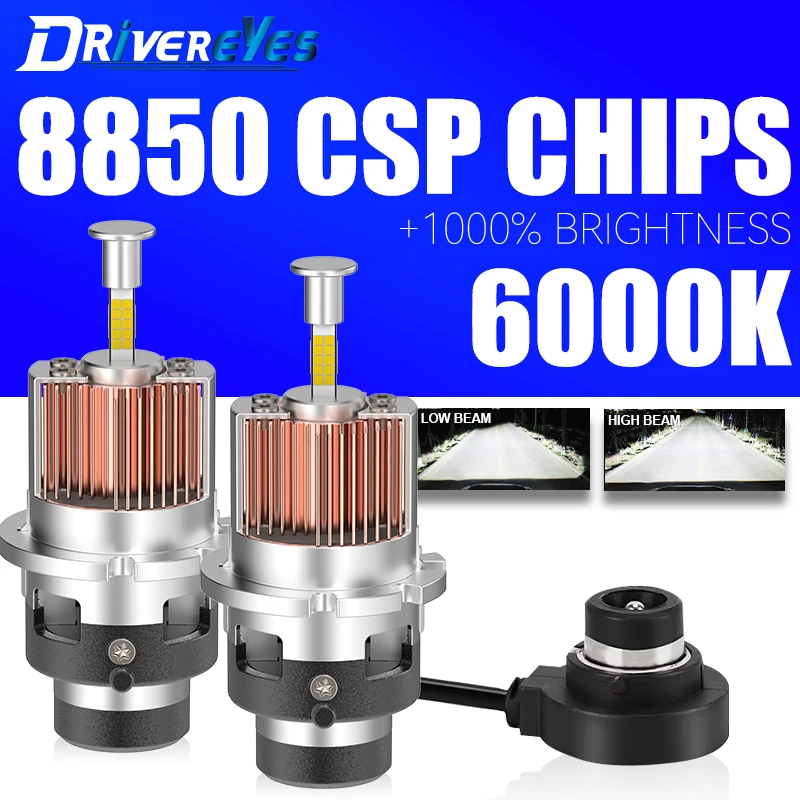 

D2S D4S LED Headlight 4 Sided CSP CHIPS LED HID D2R D4R Canbus Xenon Bulb 6000K White Turbo Car Light 1:1 Mini Plug And Play 12V