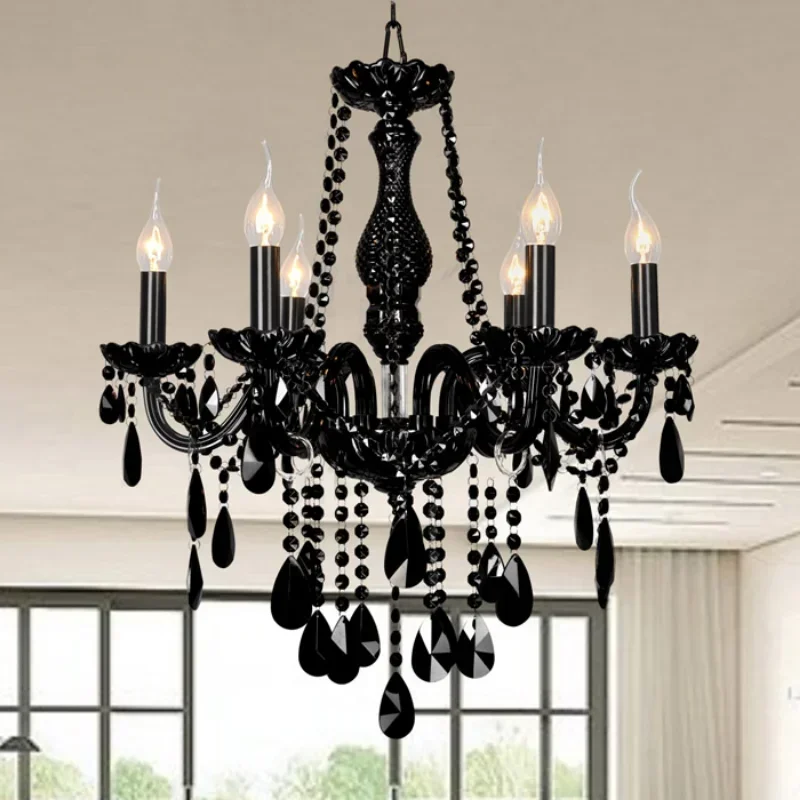 

Modern Lustre Black Crystal Chandelier Lighting Ceiling Pendant Lamp Light Fixture luminaire E14 110-220v for Decor avize Lamp