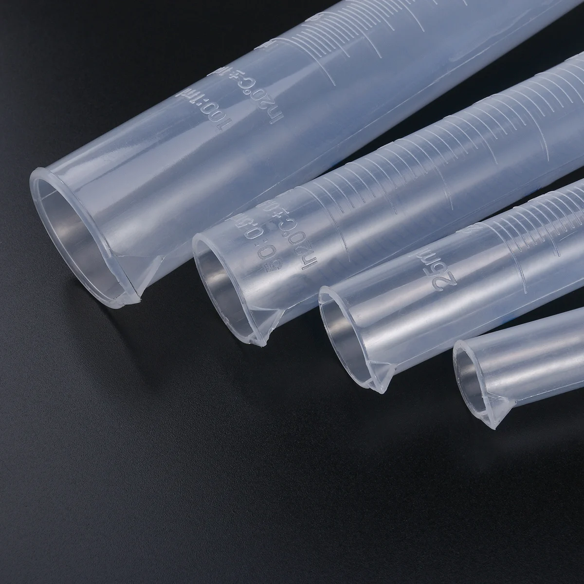 

4pcs Transparent Plastic Graduated Cylinder 10Ml 25Ml 50Ml 100Ml Lab Measuring Tool Food Grade Polypropylene Accurate Roll