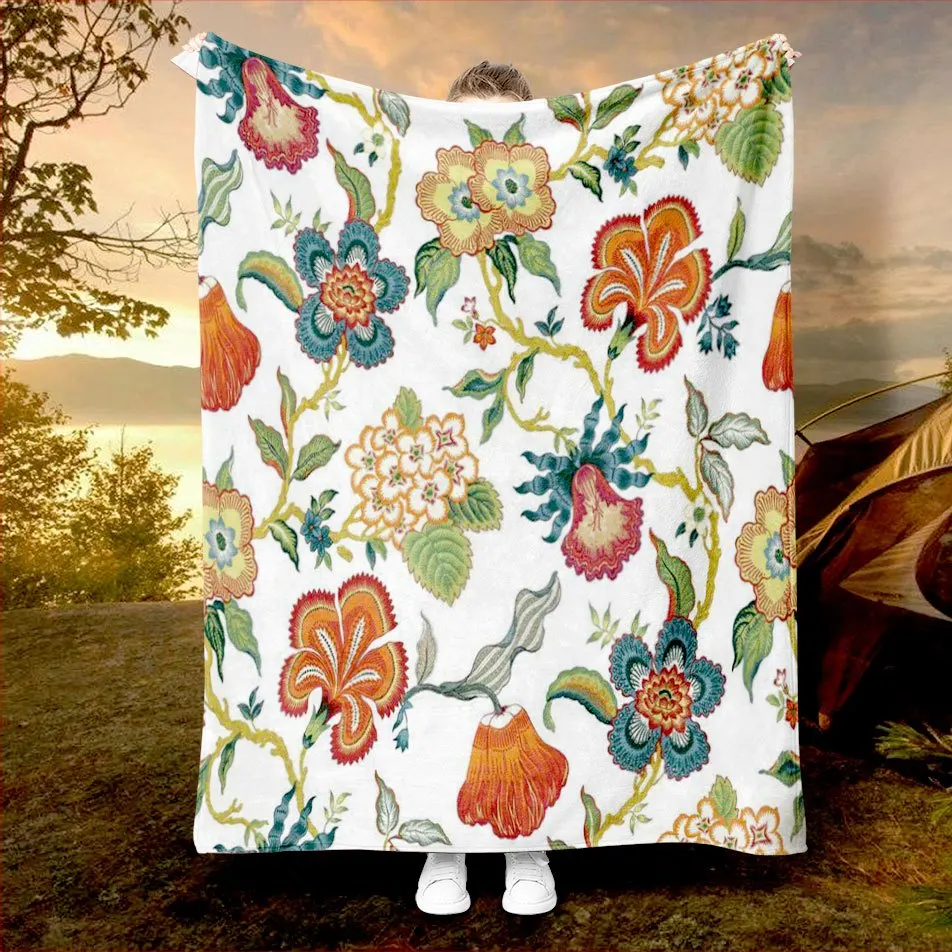 Countryside Nostalgia Blanket Reversible Flannel Throw for Rustic Charm AllSeason Comfort Vintage Farmhouse Gift