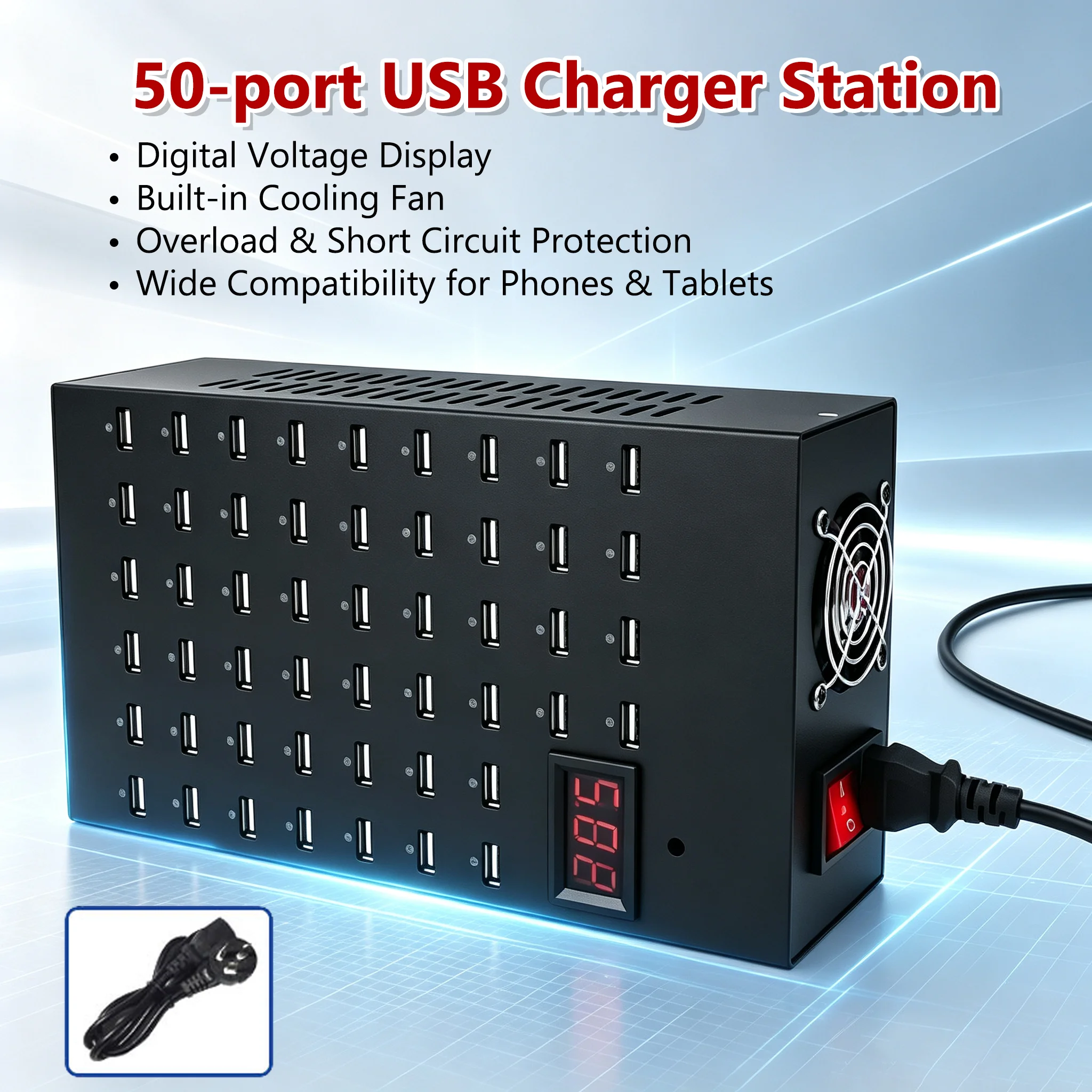 400W 50-in-1 USB Charger Station 50 Ports Smart Charger Desktop Fast Charging For iPhone 14 Xiaomi Huawei EU/US/JP/BR Plug 충전기
