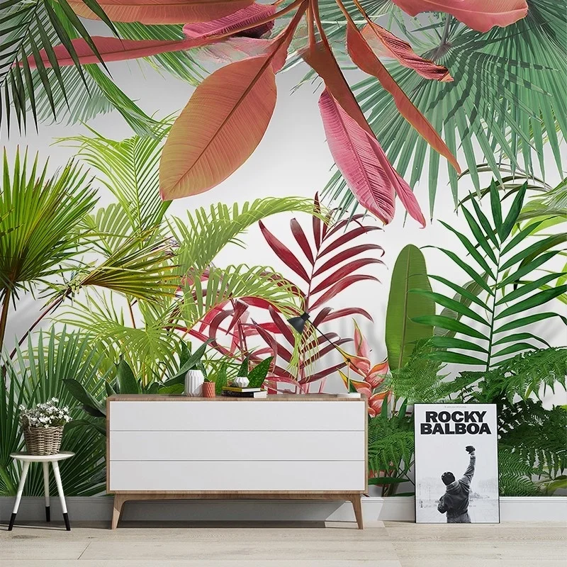 Customize any size wallpaper Southeast Asian tropical rainforest Flower and Leaf Plants TV background wallpaper bedroom mural