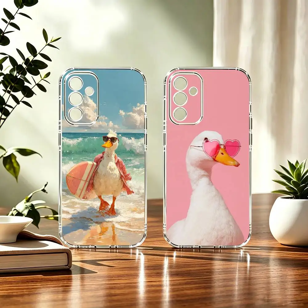 Cute funny daily life duck Basic Phone Case For Samsung A71, A70, A52, A51, A40, A30, A20 Transparent Cover
