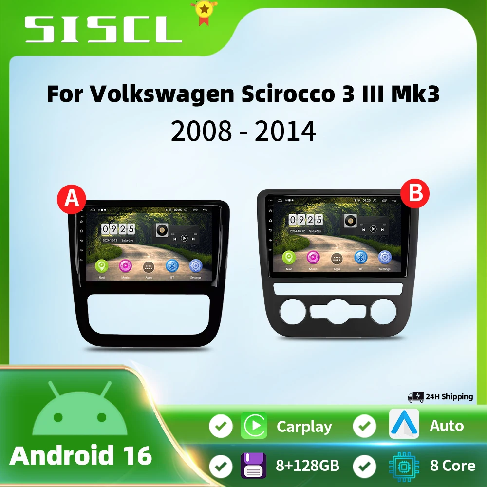 

For VW Volkswagen Scirocco 2008-2014 Android 16 Wireless Carplay Bluetooth Head Unit Touch Screen GPS BT Multimedia Car Radio 4G