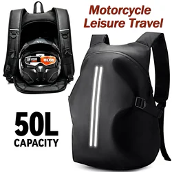 50L Motorcycle Backpack Large Multifunctional Backpack for Motorcyclists Waterproof Helmet Bag Reflective Bicycle Travel Bag