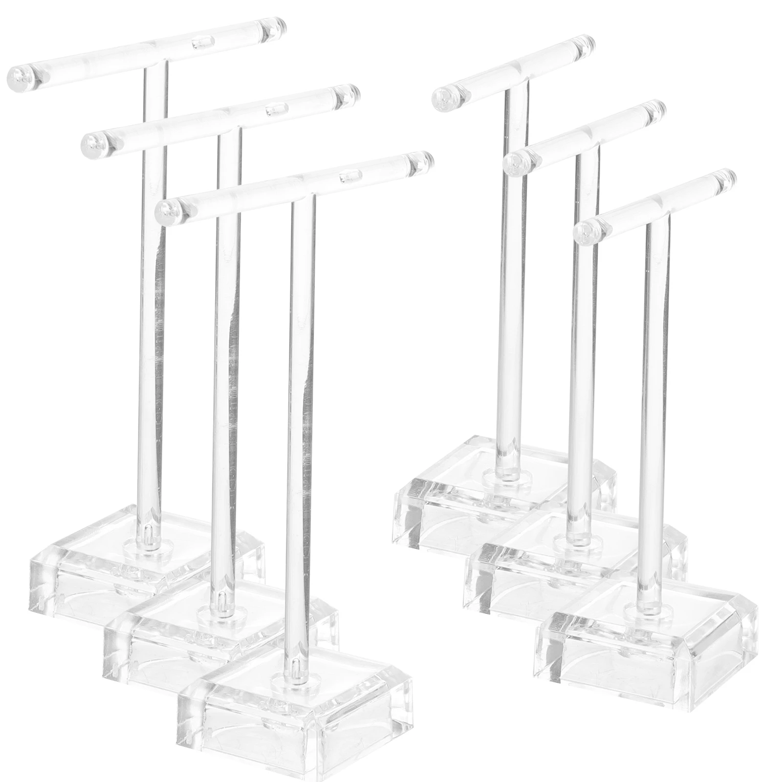 

6pcs Acrylic Compact Earrings Rack Organizer Durable Jewelry T-Shaped Stand Display Rack Organizer Storage Holder