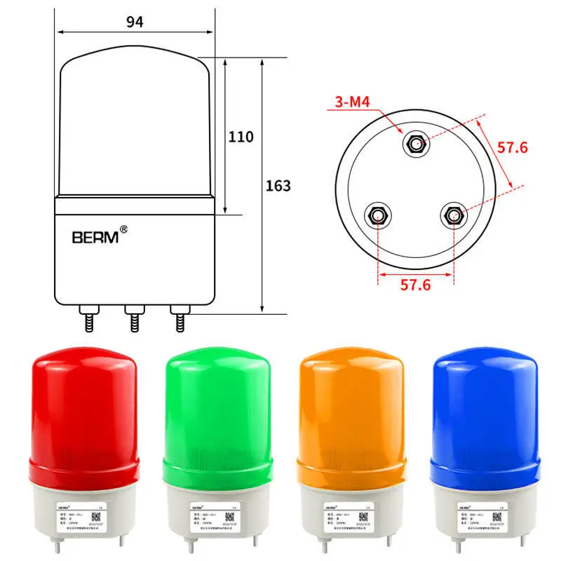 LTE-1101J Rotating Flashing AC 220V DC 24V 12V LTE-1101 Rotating Beacon Warning LED Buzzer/NO Sound Strobe Alarm Lamp