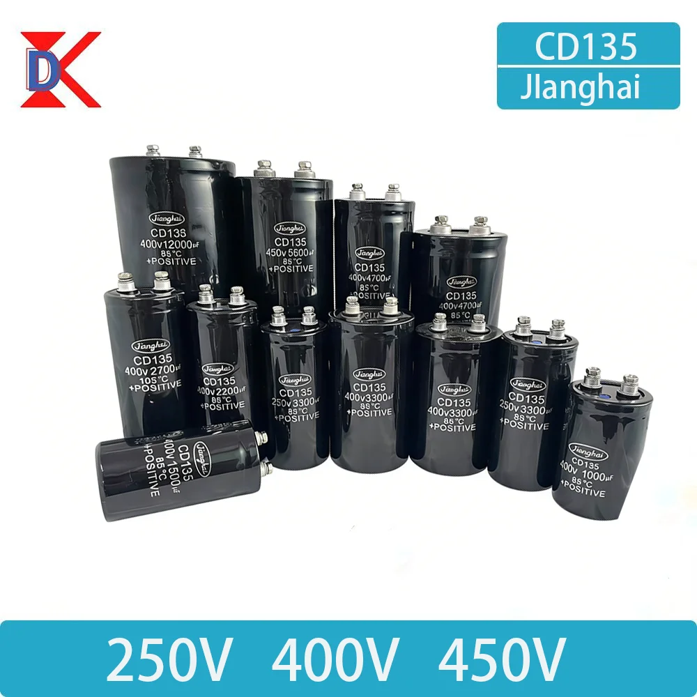 250V 400V 450V 1000UF 1500UF 1800UF 2000UF 2200UF 2700UF 3300UF 3900UF 4700UF JiangHai Bolt Electrolytic Capacitor Inverter