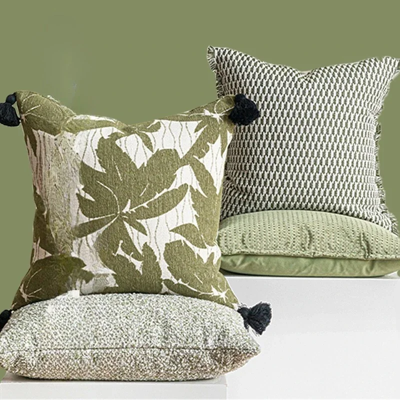 30X50/45X45/50X50CM Green French Throw Pillow Cover homestay Simple Waist Cushion Cover Decor Home Decorative Pillowcase