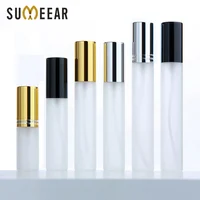 Botella de Perfume de vidrio esmerilado, contenedores de cosméticos vacíos para viaje, botellas con pulverizador, logotipo personalizado, pago Extra, 5, 10, 12, 15ml, 50 unidades por lote