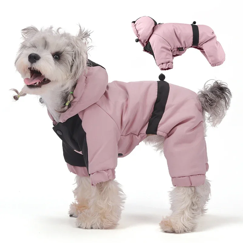 

Autumn Winter Warm Waterproof Dog Jacket Hooded Cotton Coat Vest Pet down Color Block Dog Clothing for Small Medium Dogs