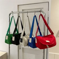 New Solid Color Nylon Water Proof Messenger Bag Casual Simple Female Crossbody Pack Student Fashion All-match Handbags