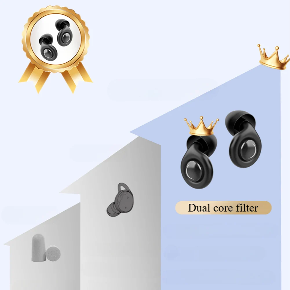 سدادات أذن لحماية السمع من السيليكون قابلة لإعادة الاستخدام مع 10 أطراف أذن في XS/S/M/L سدادات أذن لإلغاء الضوضاء للسفر بتركيز عميق للنوم