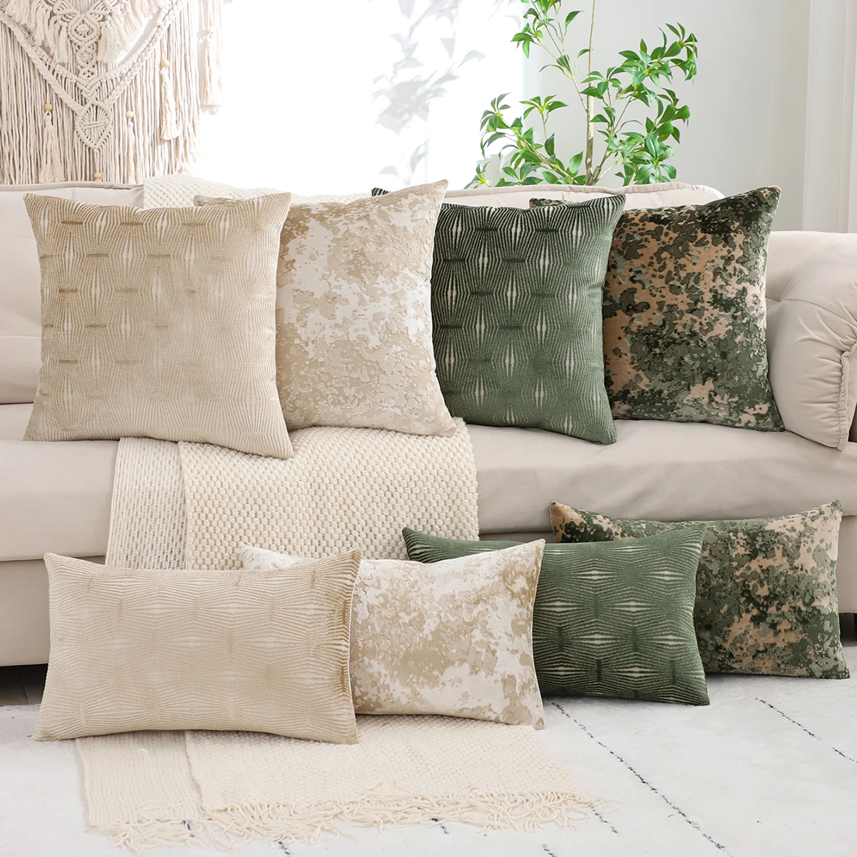 1PC Vintage Jacquard Samt Dekokissenbezug Wohnzimmer Dekoration