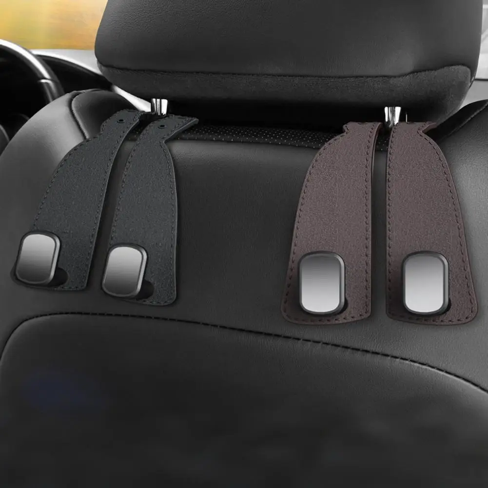 1/2Pcs Car Headrest Hook Organizer For Car Seat Back Storage Faux Leather Car Purse Hook Dual Bags Hooks For Auto SUV Truck