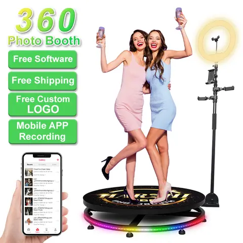 CHACKTOK 100cm 360 Photo Booth Customization Automatic 360 Spin Camera Booth Machine With Lights For Parties With Software Logo