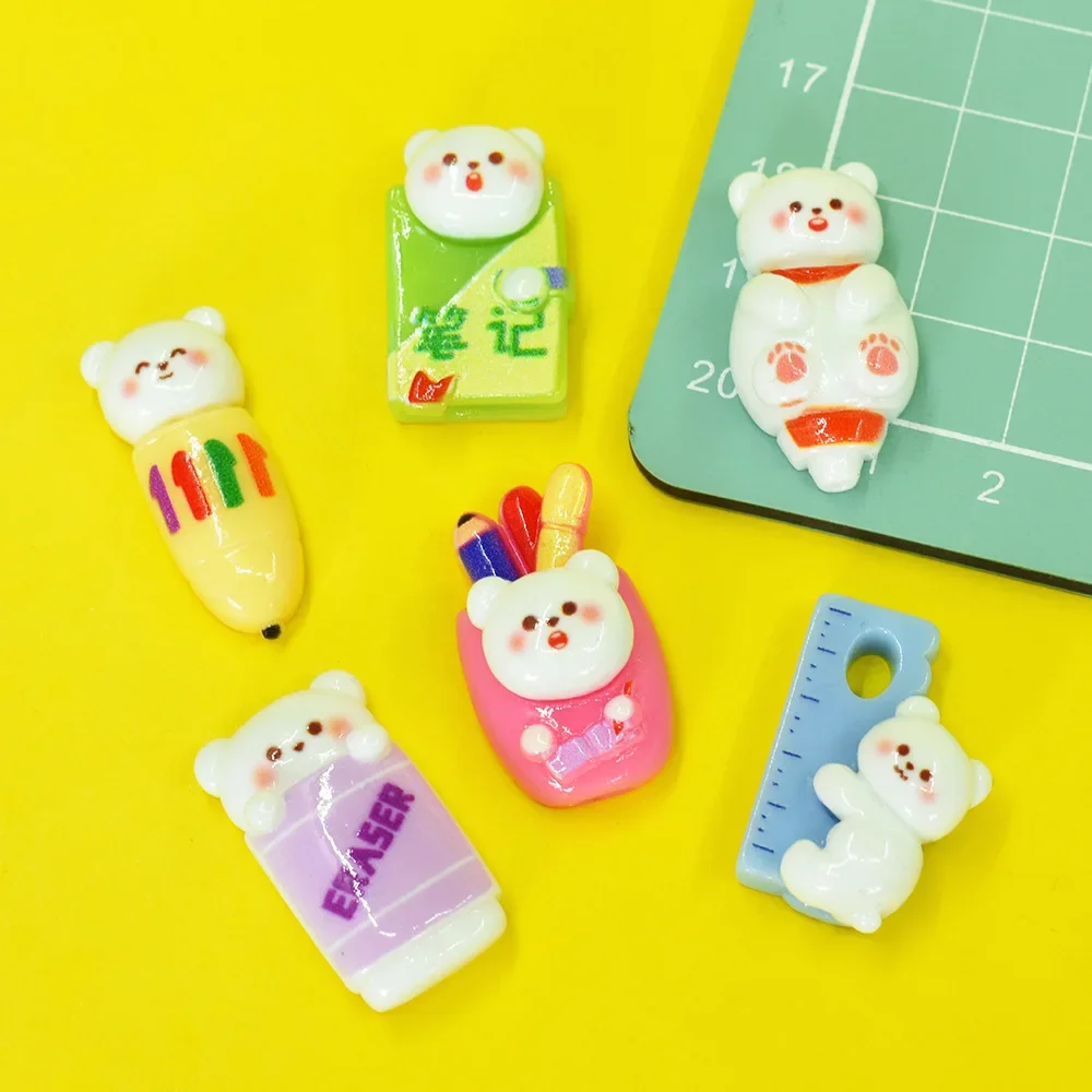 Cartoon Kawaii Mini Animal Stationery Cabochon Flatbacks Flatback Resin Charm Accessories Miniature DIY Dollhouse Embellishments