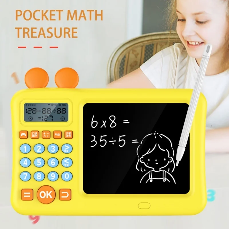 Kinderrekenmachine met notitieblok Optellen Aftrekken Vermenigvuldigen Delen Wiskundeleermachine met WordPad