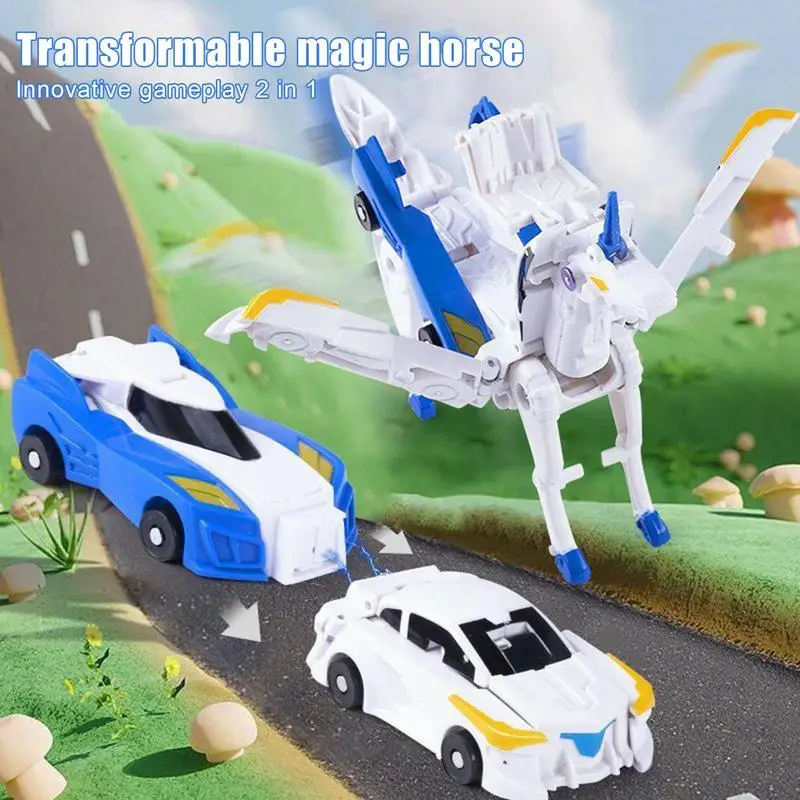 Transform Robot Cars Sturdy Children\'s Collision And Horse Deformation Toys Deformable Car Horse Robot Horse Combo Kit Horse Pla