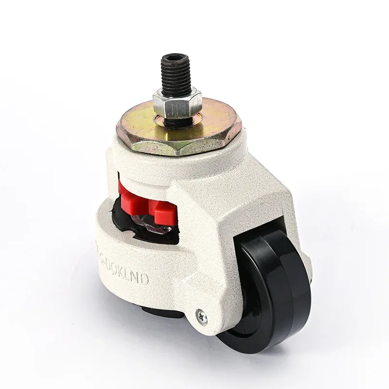 4Pcs GD-40S-3/8 Nylon Wheel and NBR Pad Leveling Caster, 220 Lbs, Stem Mounted with M8 Mounting Hole Diameter, Ivory Finish