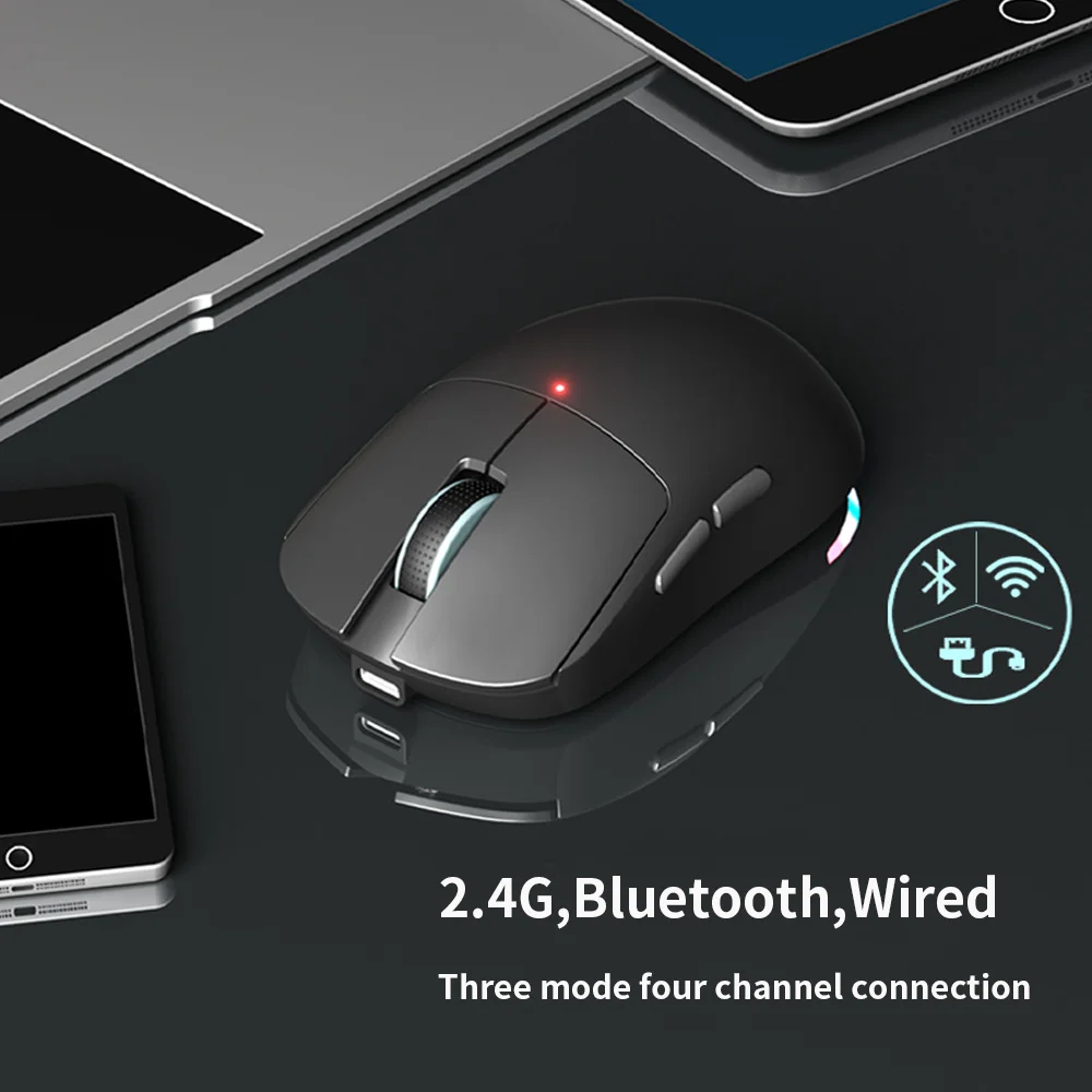 

Игровая мышь, трехрежимная перезаряжаемая RGB-подсветка с боковыми клавишами, поддержка макропрограммирования, 8,000 с разрешением, игровое офисное использование