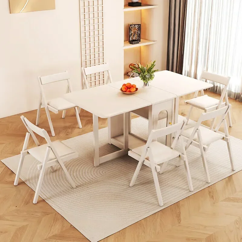 table, integrated household small apartment, cream wind retractable dining table, white multi-functional dining table