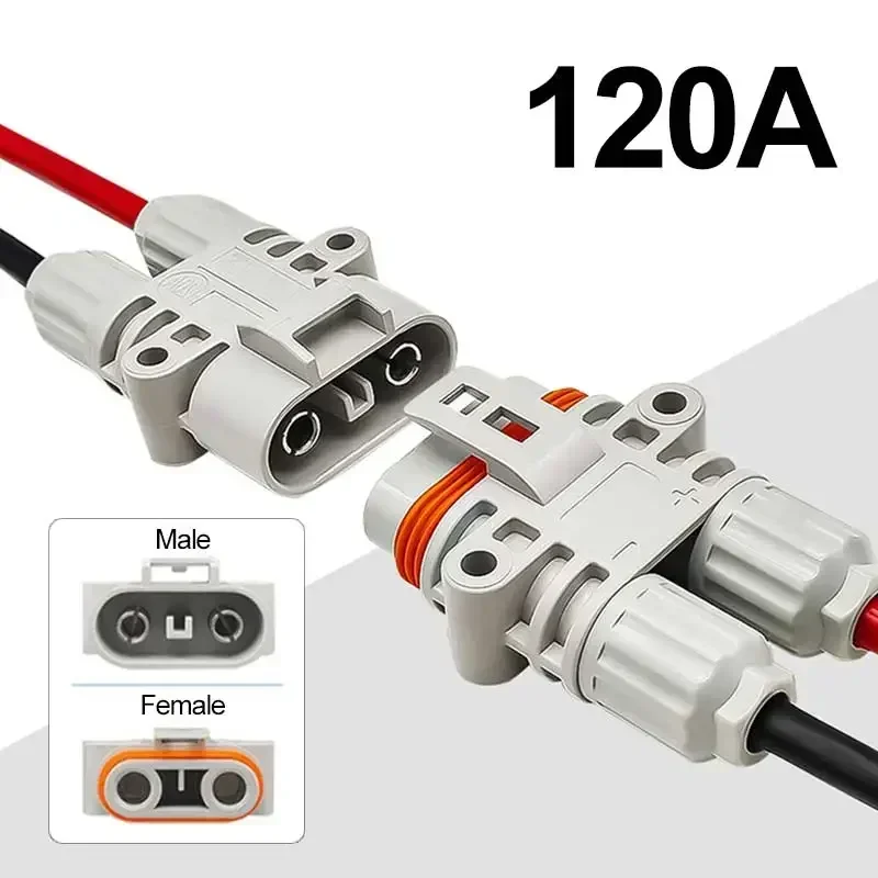 Conector macho hembra de 120A y 1200V, enchufe de aire acondicionado de estacionamiento de gran corriente resistente al agua, conectores de