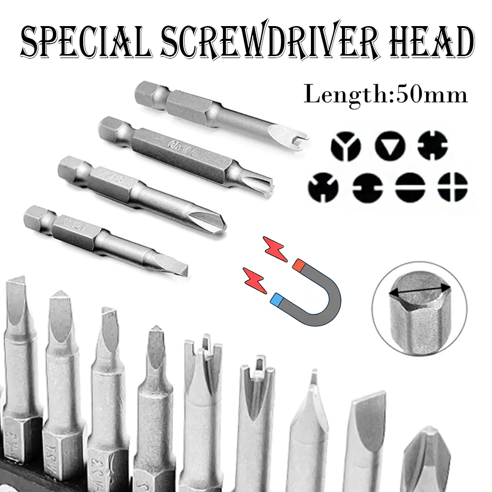 4-13Pcs Magnetic Screwdriver Set Y U Shaped Three Points Screw Driver Bit Security Tip Repair Tool Power Drill Accessories