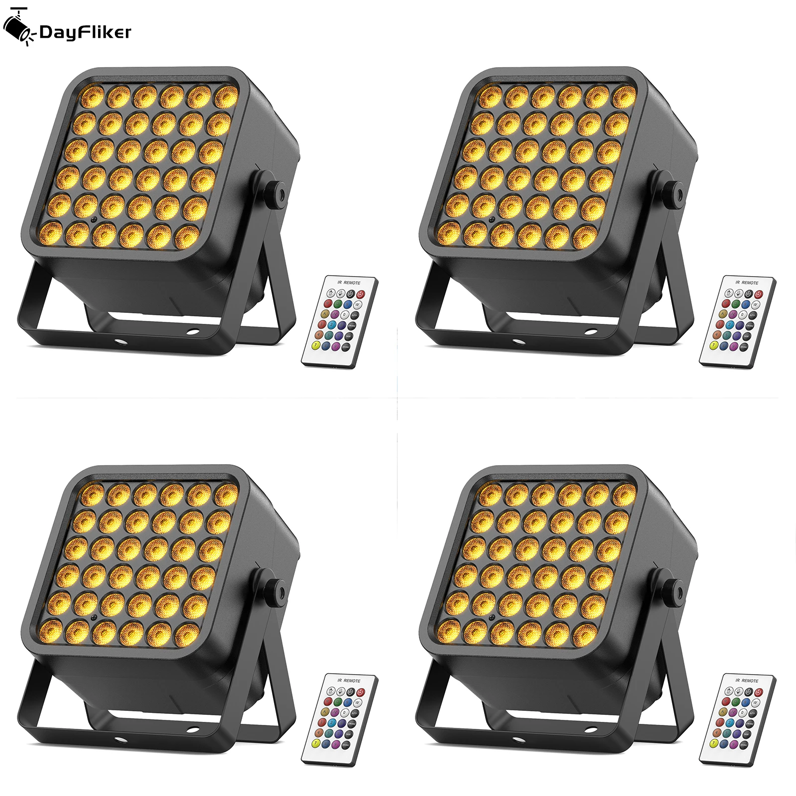 

DayFlicker 4 шт. 72 Вт RGBWA + УФ 6-в-1 перезаряжаемая батарея светодиодный светильник DMX512 3/5/7CH для DJ-вечеринок, мобильных выступлений, выступлений