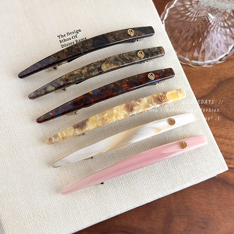 1pc Minimalist One Word Gold Label Spring Clip Women's New Style Korean Rear Head Grip Clip Headpiece