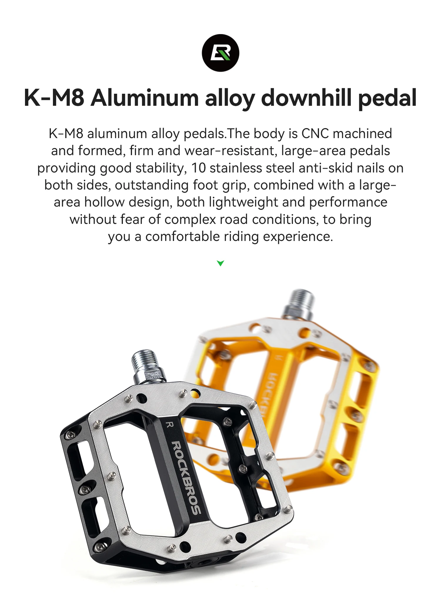 ROCKBROS Fahrradpedale Aluminiumlegierung Gedichtete Lagerpedale Leichte MTB Rennrad Plattformpedale Rutschfest Staubdicht – Detail 2