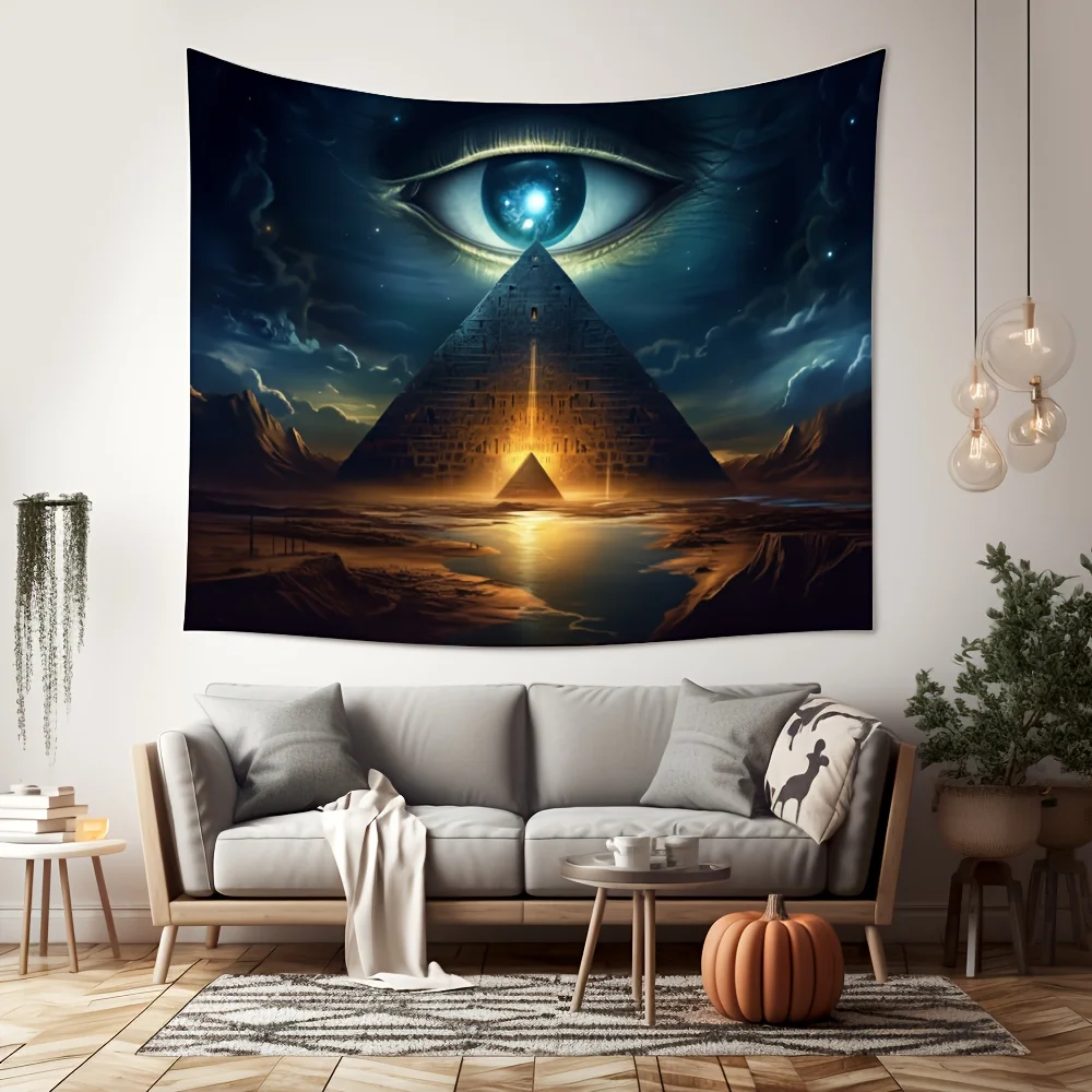 VIKAMA Pyramiden-Wandteppich, Wandbehang, alte Zivilisation von Ägypten, Pyramiden-Augen-Hintergrund, dekorativer Wandteppich, Raumdekoration